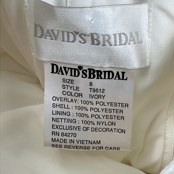 SOLD Davids Bridal Allover Beaded Lace Illusion Halter Neckline Wedding T9512 8 - Picture 12 of 17